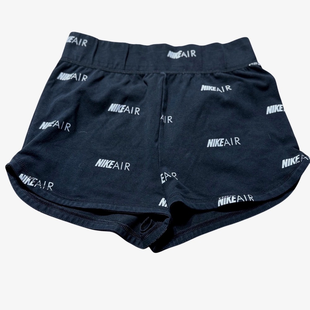 Nike Air Logo Print High Waisted Shorts Womens Sm Black Casual Lounge Streetwear